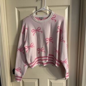 Charming Pink Bow Sweater